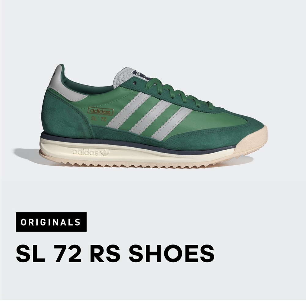 Adidas Women's SL 72 RS Green and White Sneakers